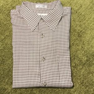 Alfani Short Sleeve Casual Shirt Brn Check